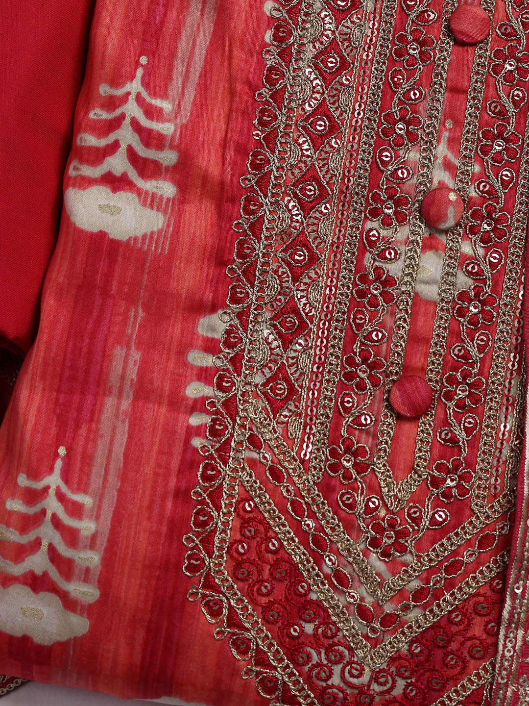 Embroidered Cotton Blend Unstitched Suit Piece With Dupatta