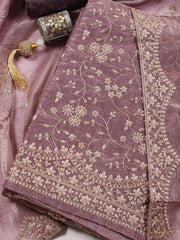 Embroidered OrganzaUnstitched Suit Piece With Dupatta