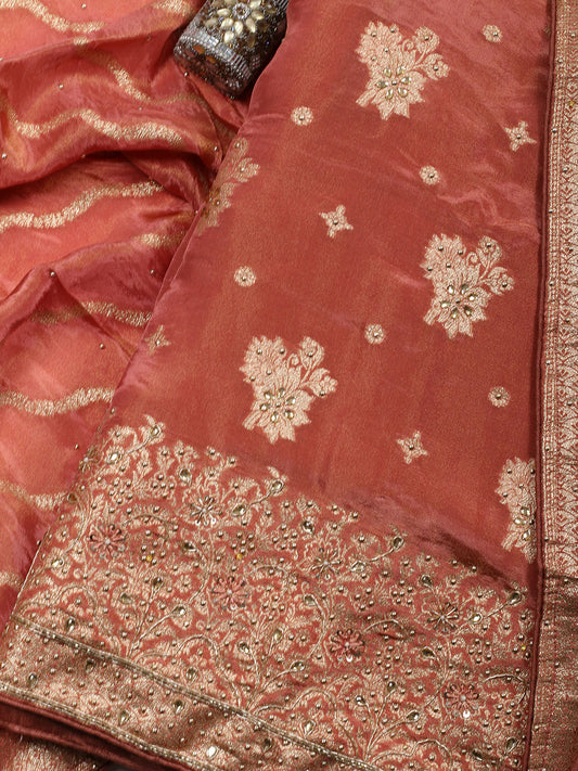 Woven Tissue Unstitched Suit Piece With Dupatta