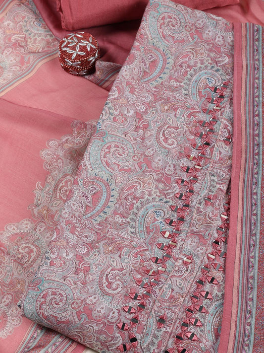 Floral Printed Muslin Unstitched Suit Piece With Dupatta