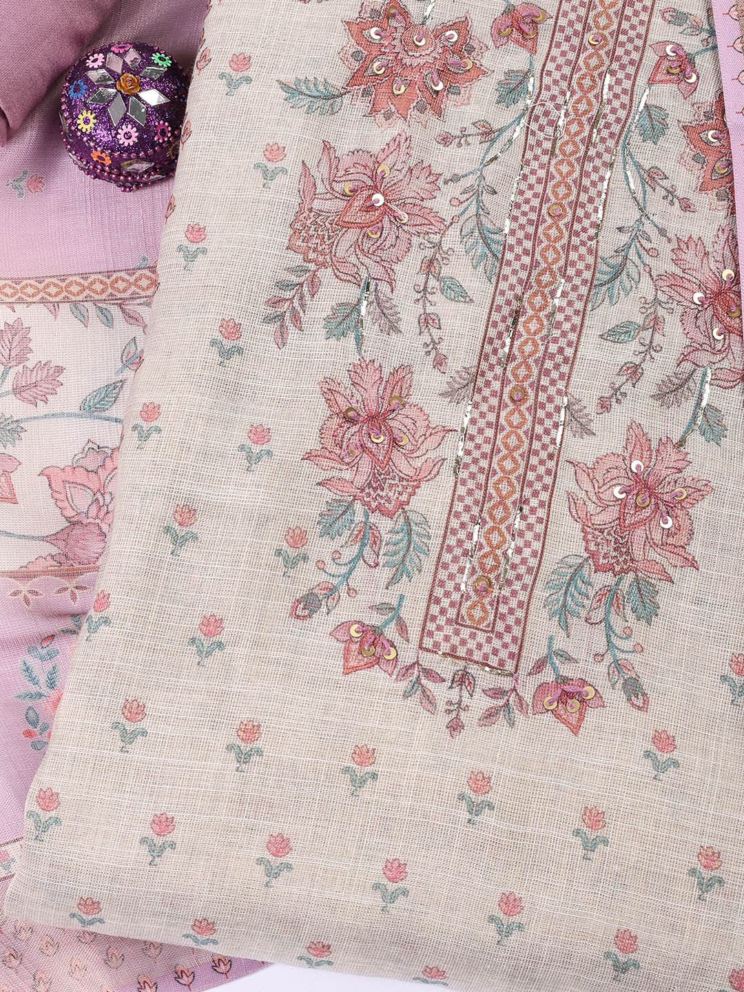 Printed Tissue Unstitched Suit Piece With Dupatta