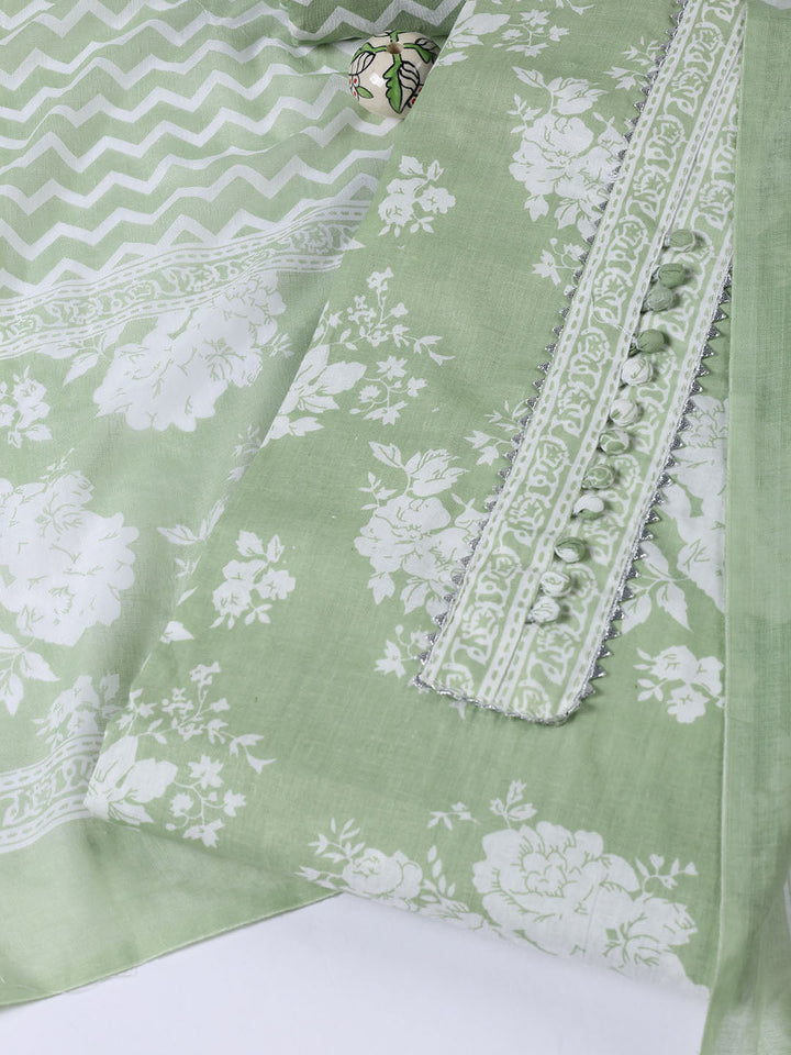 Neck Patti Cotton Blend Unstitched Suit With Dupatta