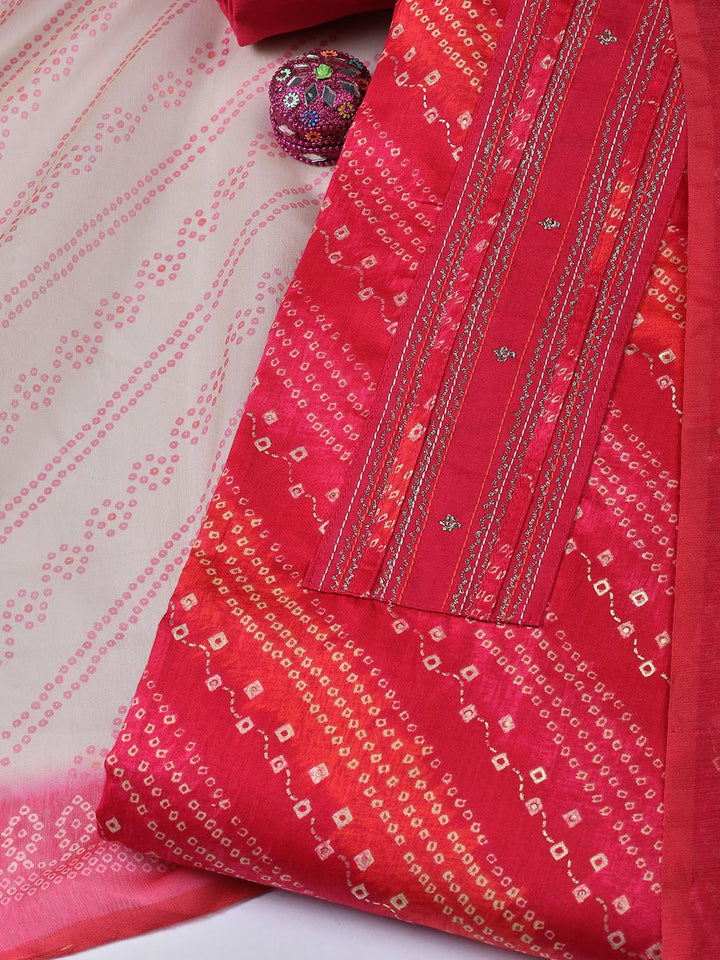 Peinted Cotton Blend Unstitched Suit With Dupatta