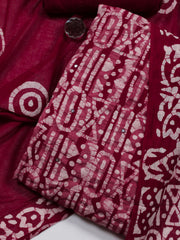 Printed Cotton Blend Unstitched Suit With Dupatta