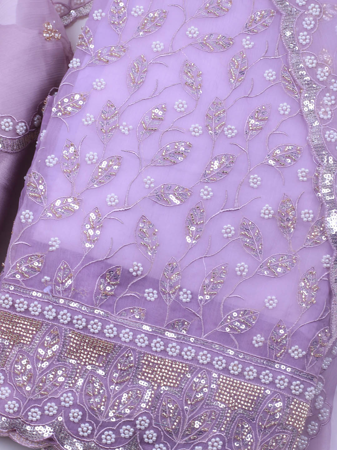 Embroidered Chiffon Unstitched Suit With Dupatta