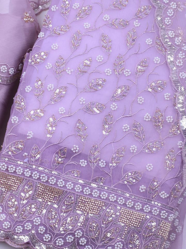 Embroidered Chiffon Unstitched Suit With Dupatta