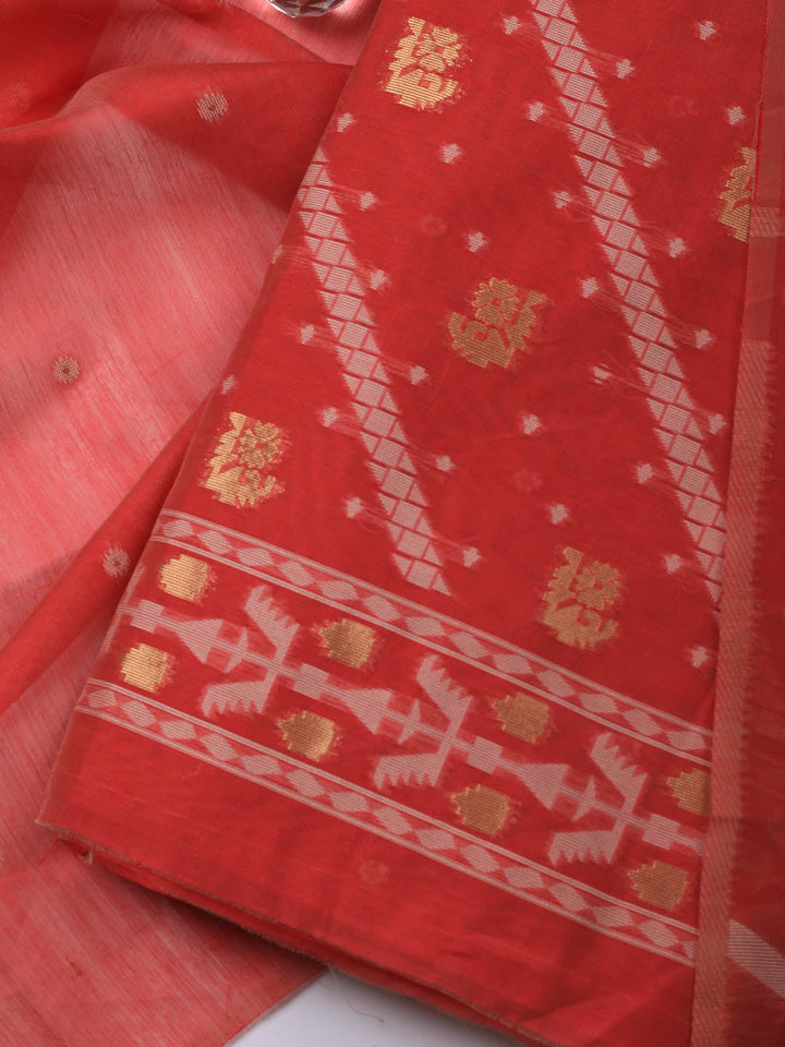 Jamdani Chanderi Unstitched Suit Piece With Dupatta