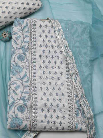 Neck Embroidered Cotton Unstitched Suit With Dupatta