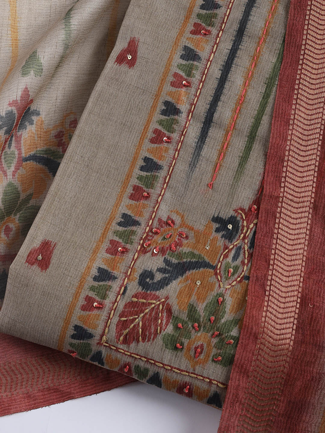 Woven Chanderi Unstitched Suit With Dupatta