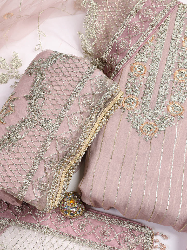Embroidered Georgette Unstitched Suit Piece With Dupatta