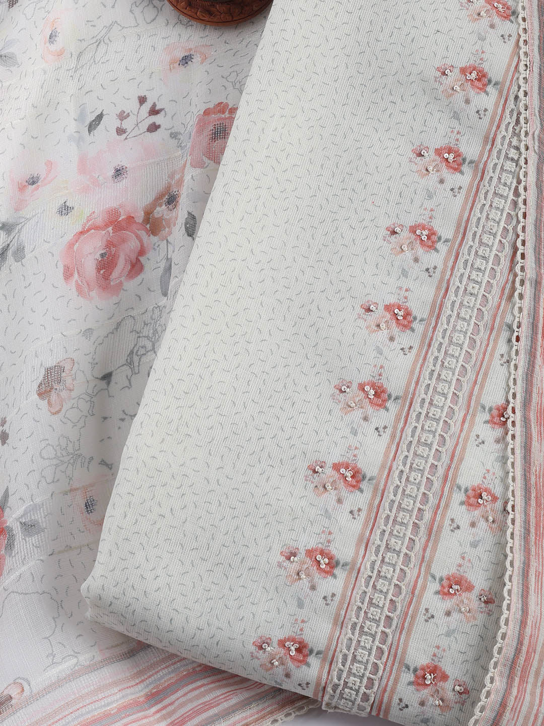 Printed Cotton Blend Unstitched Suit With Dupatta