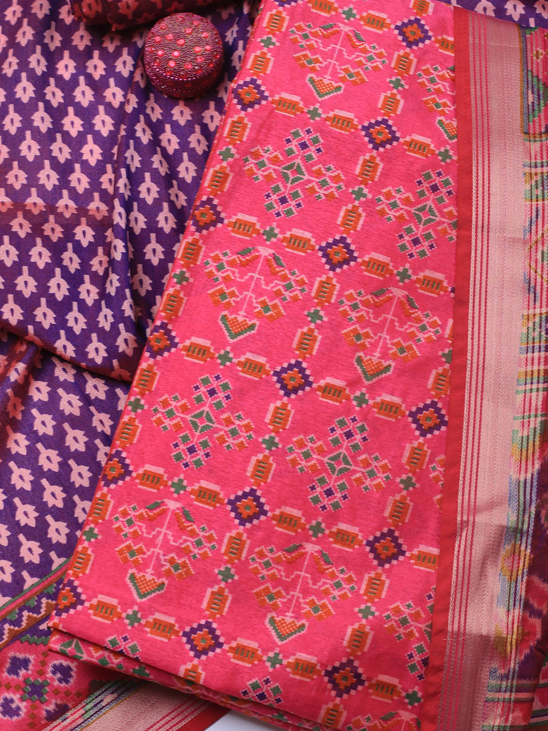 Art Silk Unstitched Suit Piece With Dupatta