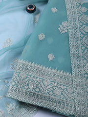 Embroidered Organza Unstitched Suit With Dupatta