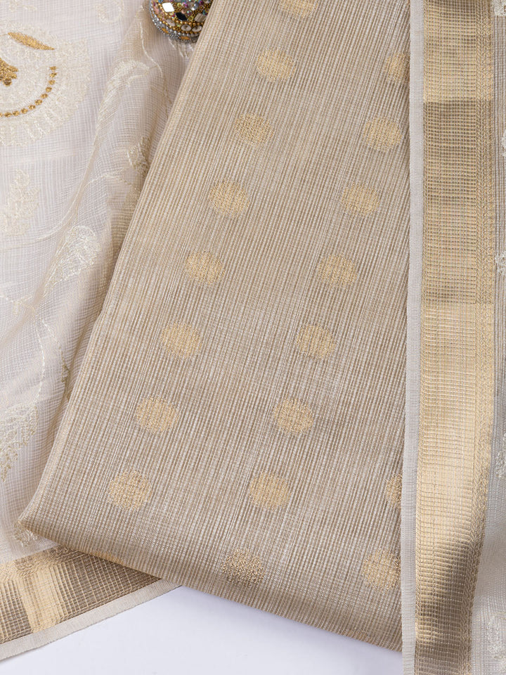 Plain Tissue Unstitched Suit Piece With Dupatta
