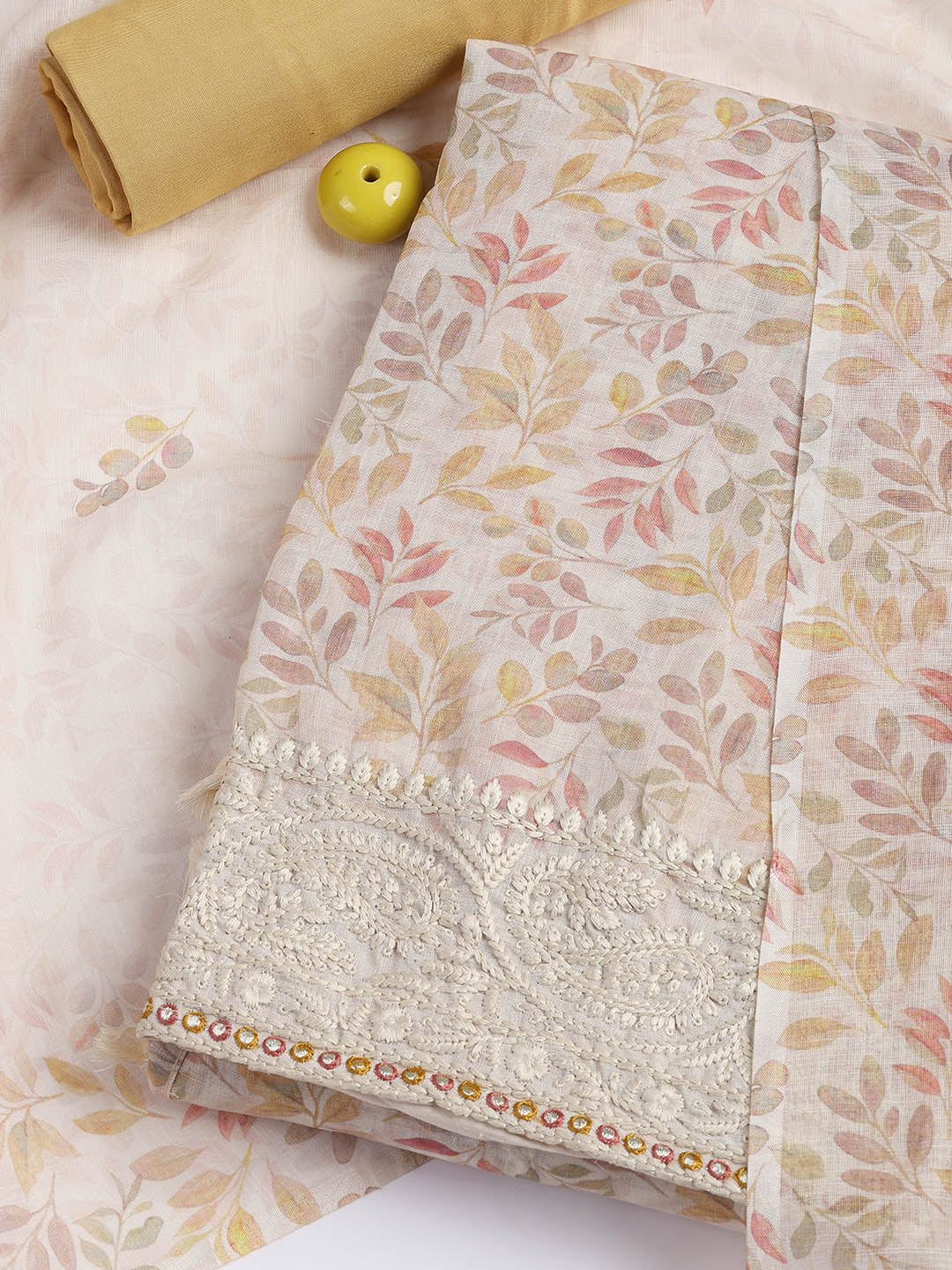 Printed Cotton Blend Unstitched Suit Piece With Dupatta