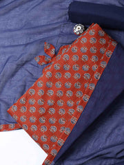 Printed Cotton Blend Unstitched Suit With Dupatta