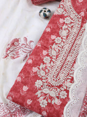 Neck Embroidery Cotton Blend Unstitched Suit With Dupatta