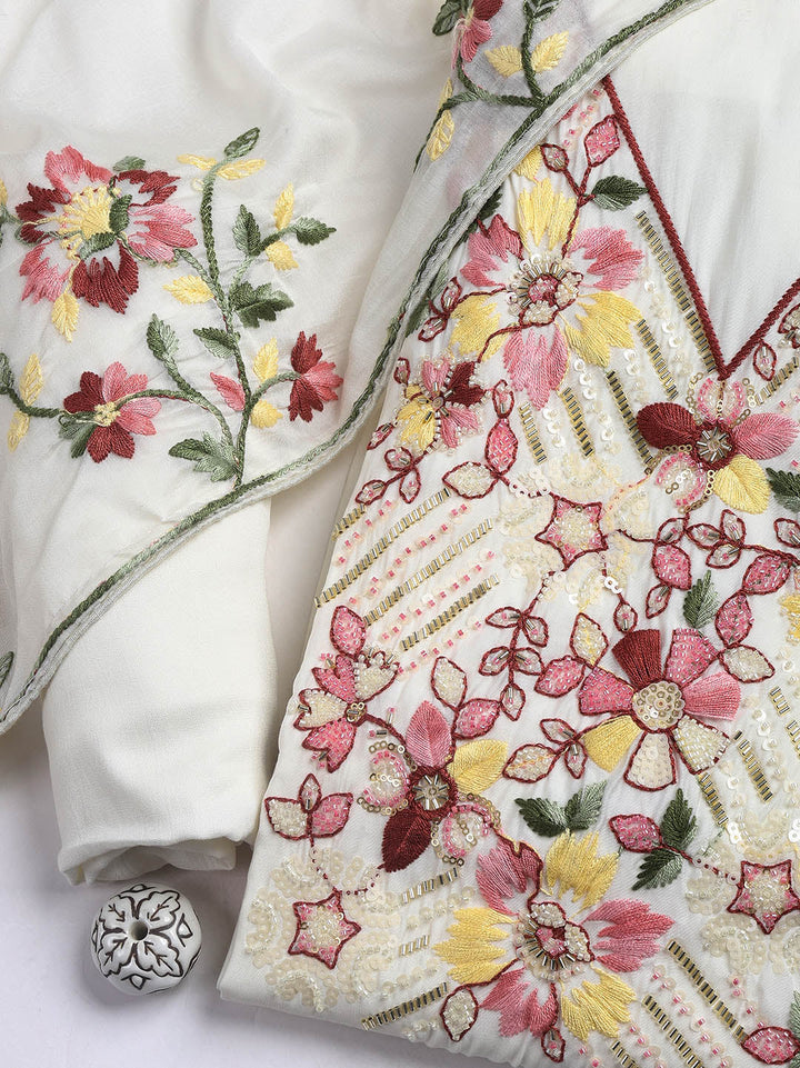 Neck Embroidery Cotton Unstitched Suit With Dupatta