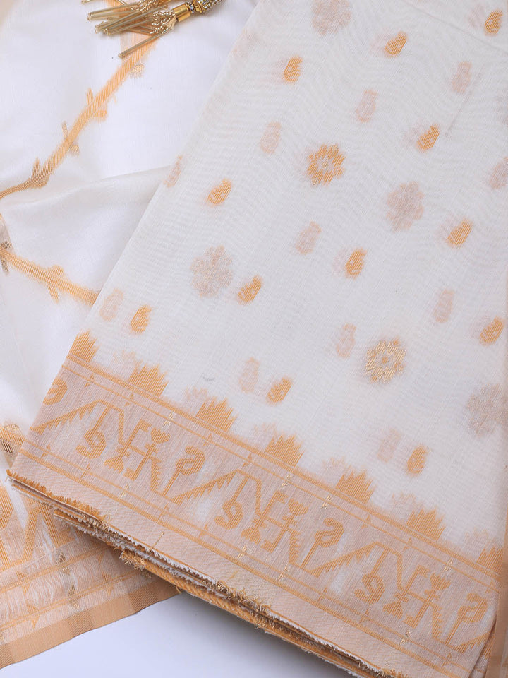 Jamdani Chanderi Unstitched Suit Piece With Dupatta
