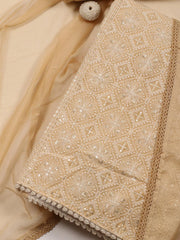 Embroidered Chanderi Unstitched Suit With Dupatta