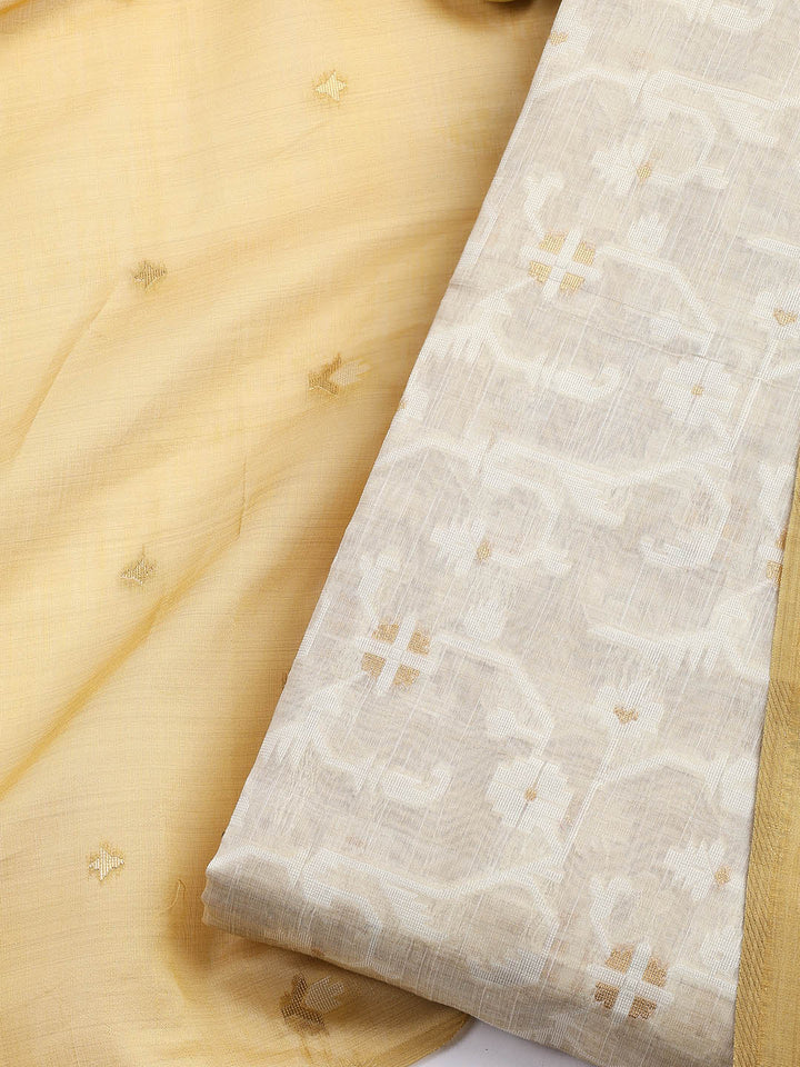 Jamdani Work Chanderi Unstitched Suit Piece With Dupatta