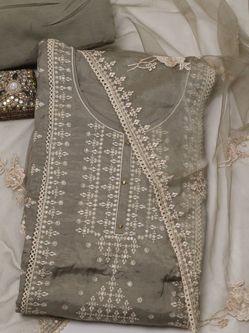 Neck Embroidered Muslin Unstitched Suit Piece With Dupatta