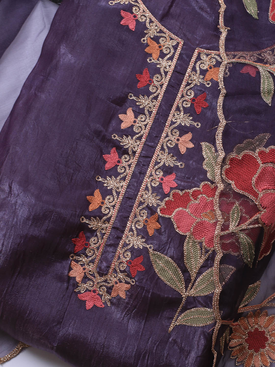 Neck Embroidery Tissue Unstitched Suit With Dupatta