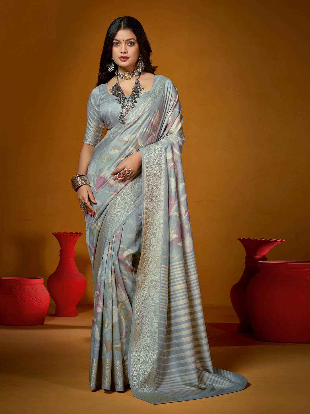 Zari Jaal Woven Art Silk Saree