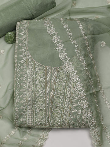 All Over Embroidered Organza Unstitched Suit With Dupatta