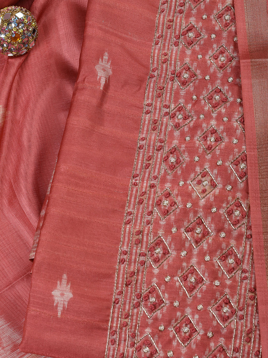 Embroidered Chanderi Unstitched Suit Piece With Dupatta