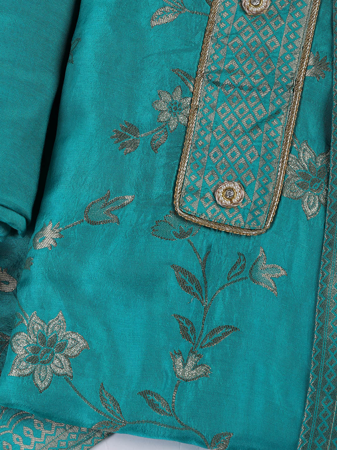 Embroidery Chanderi Unstitched Suit With Dupatta