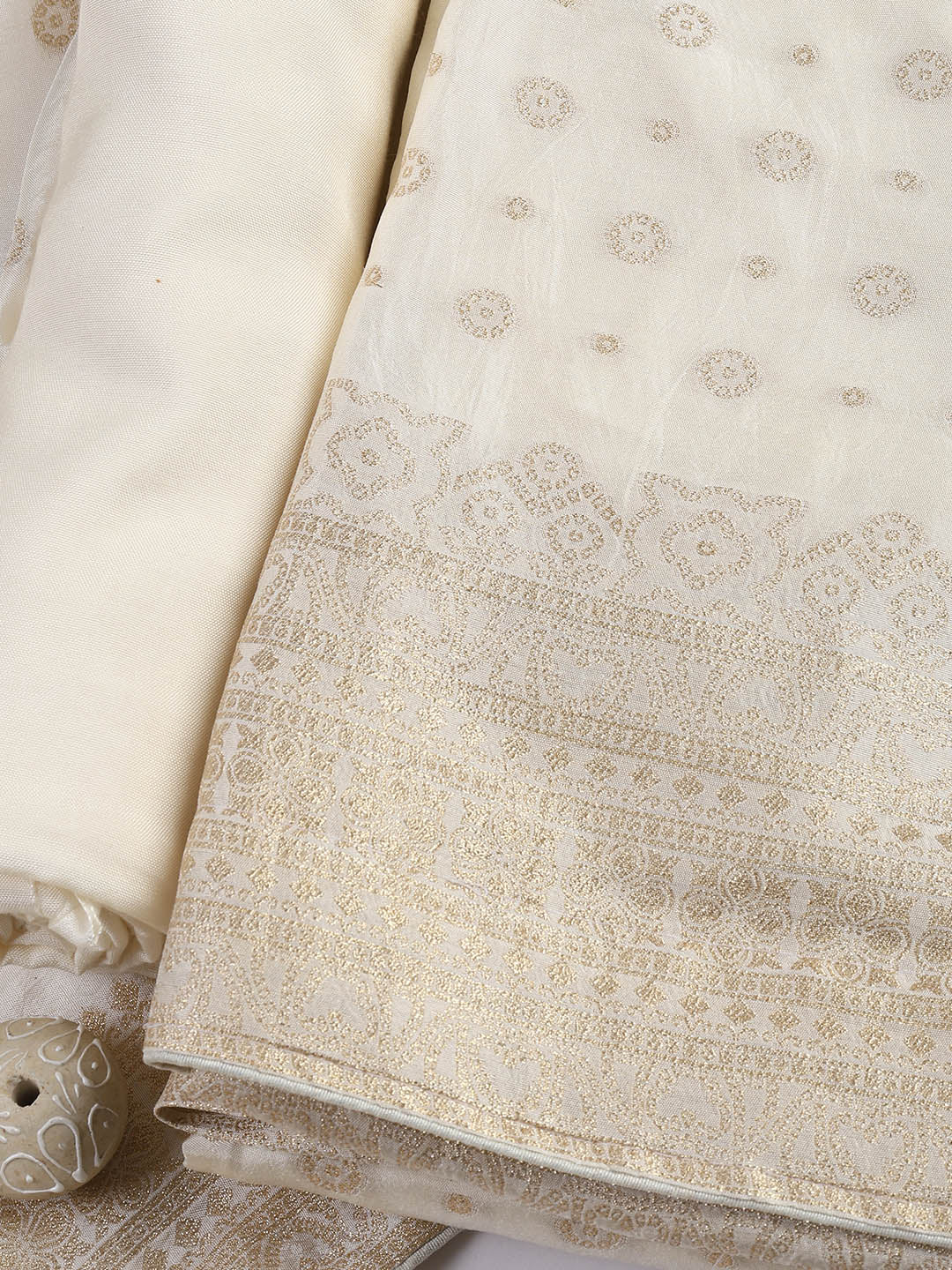Embroidered Art Silk Unstitched Suit Piece With Dupatta