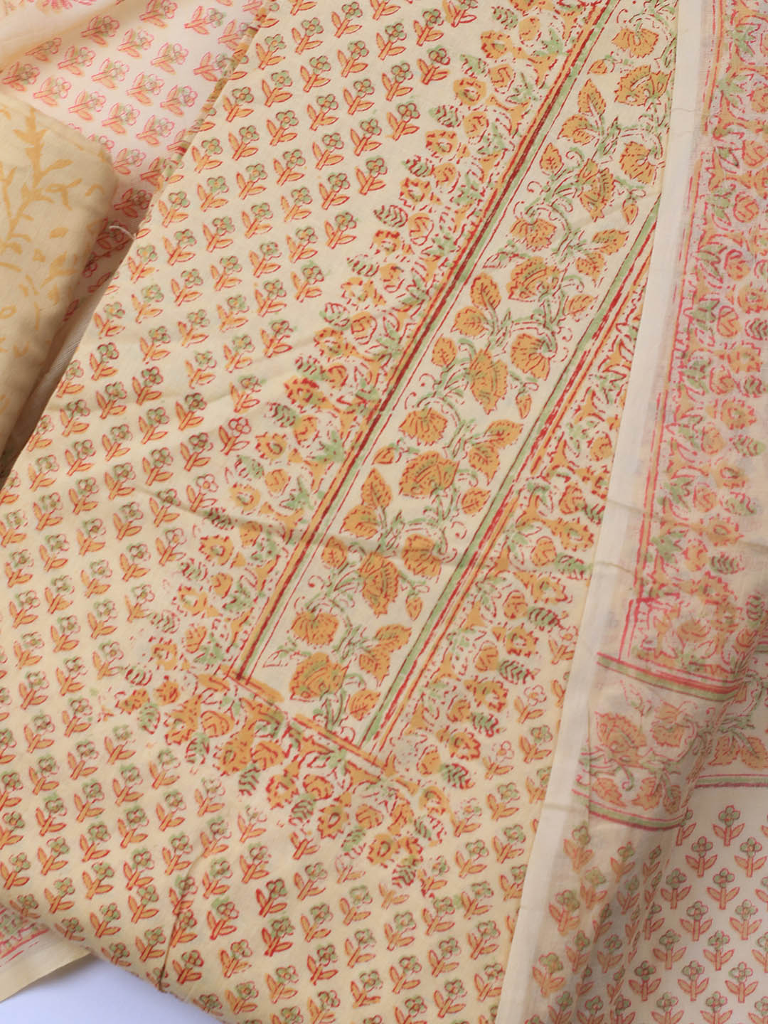 Printed Cotton Blend Unstitched Suit Piece With Dupatta
