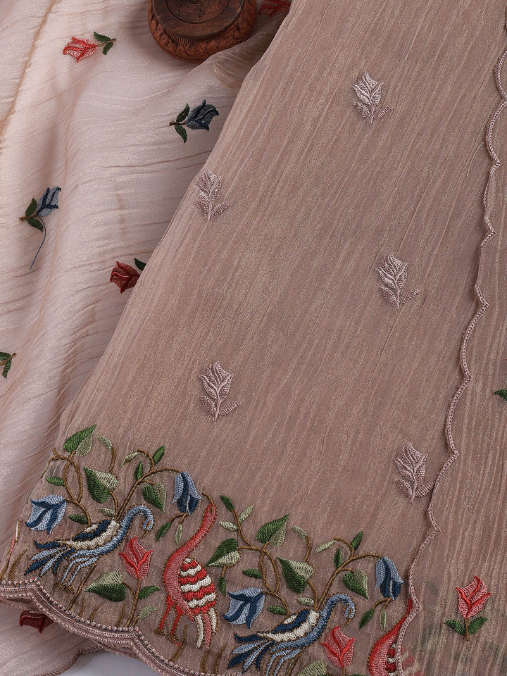 Neck Embroidery Tissue Unstitched Suit With Dupatta