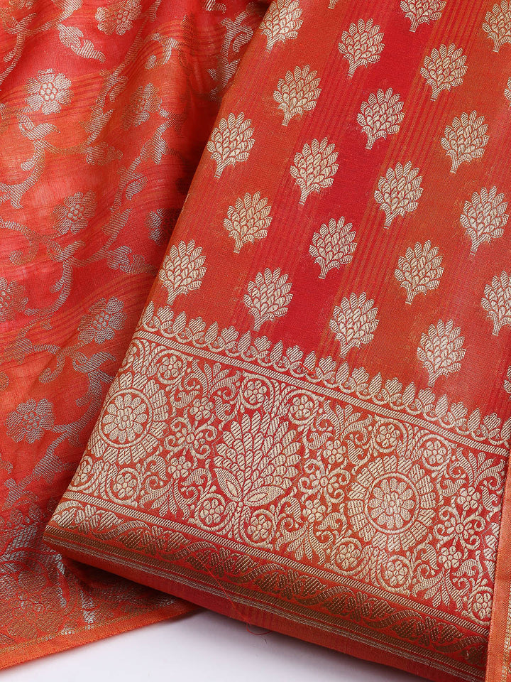 Woven Chanderi Unstitched Suit With Dupatta