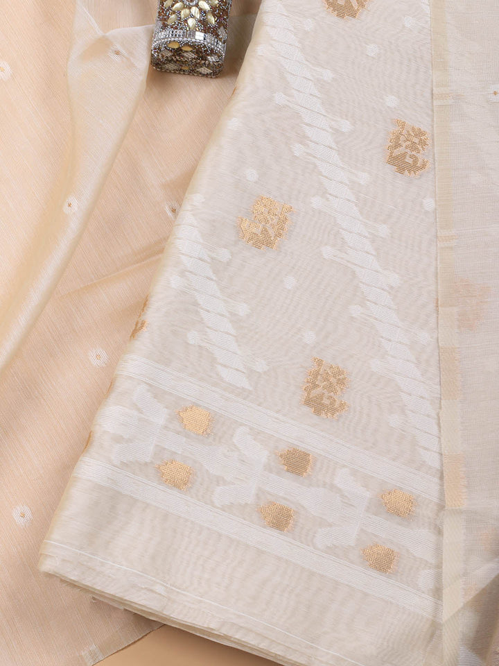 Jamdani Chanderi Unstitched Suit Piece With Dupatta