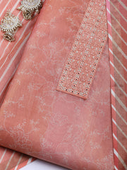 Neck Embroidered Tissue Unstitched Suit With Dupatta
