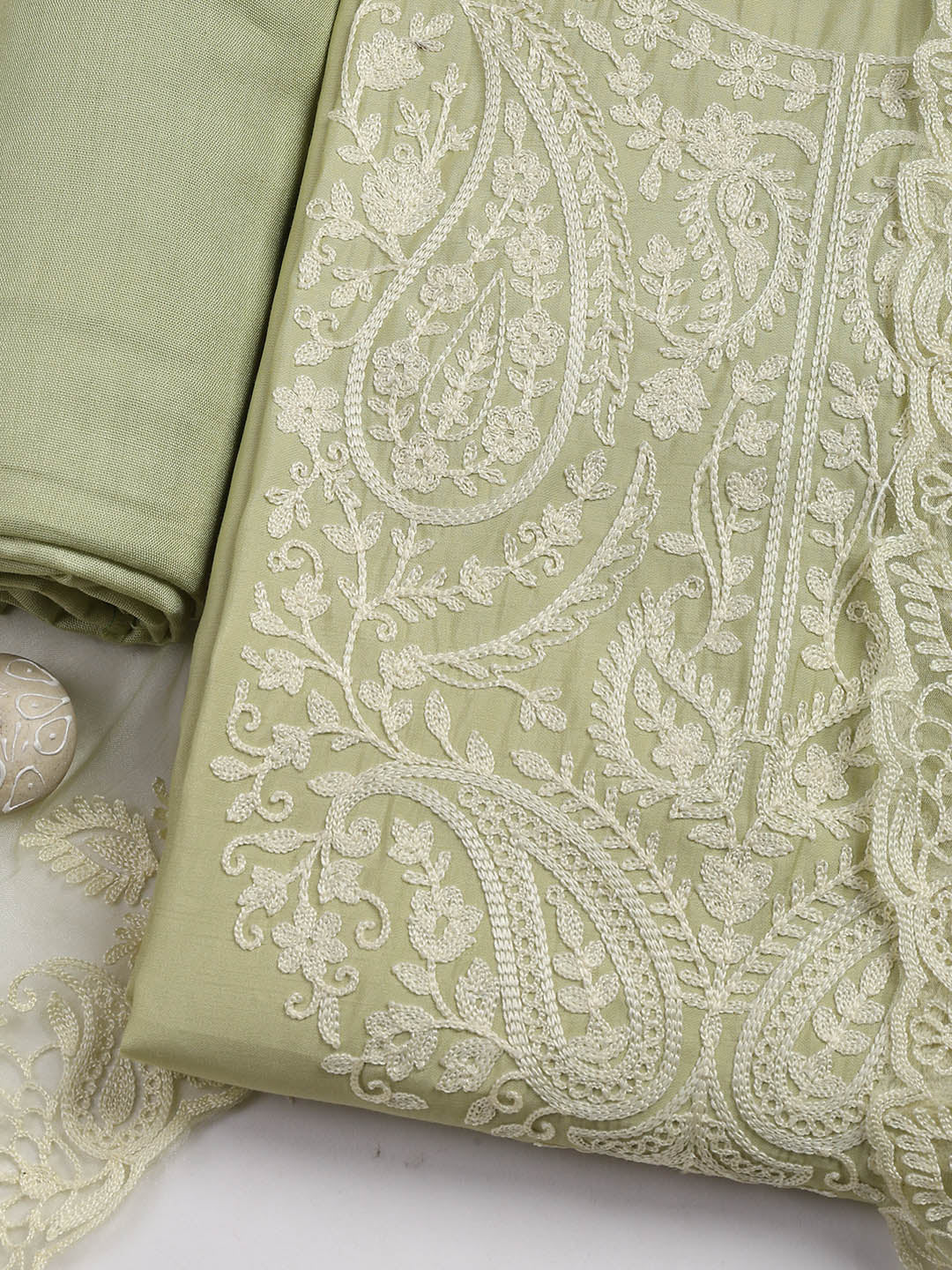 Cotton Blend Unstitched Suit Piece With Dupatta