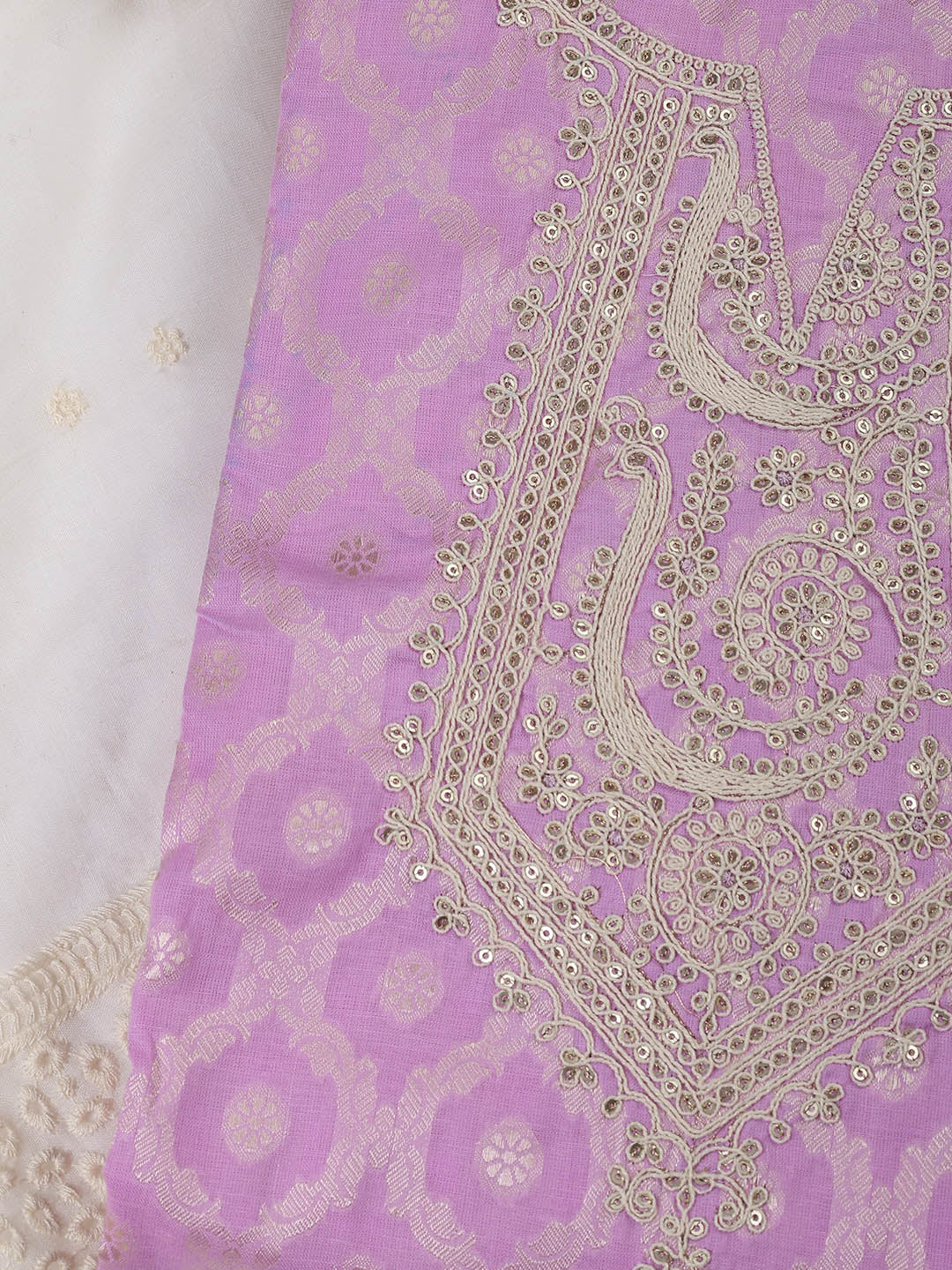 Woven Embroidered Cotton Blend Unstitched Suit With Dupatta
