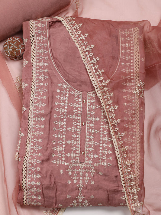 Neck Embroidered Muslin Unstitched Suit Piece With Dupatta