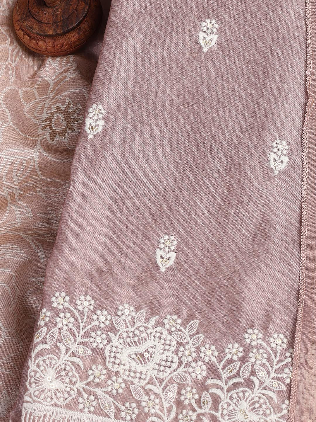 Embroidered Chanderi Unstitched Suit Piece With Dupatta