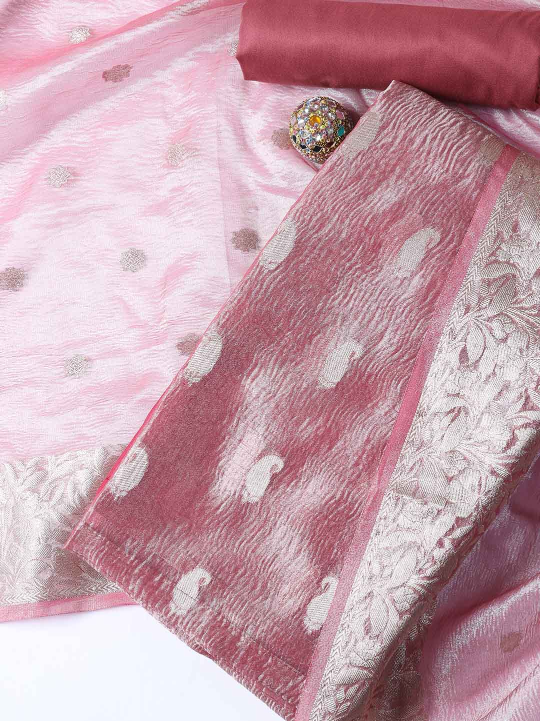 Woven Tissue Unstitched Suit With Dupatta