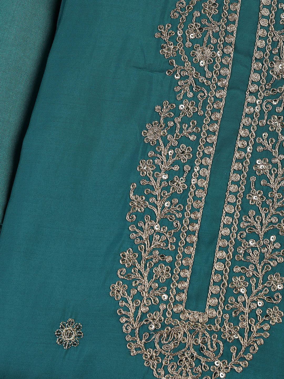 Neck Embroidery Chanderi Unstitched Suit With Dupatta