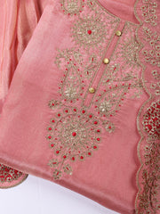 Neck Embroidered Tissue Unstitched Suit With Dupatta