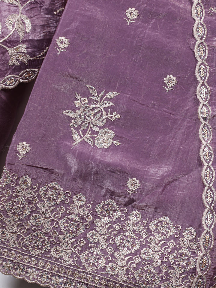 Embroidery Tissue Unstitched Suit Piece With Dupatta