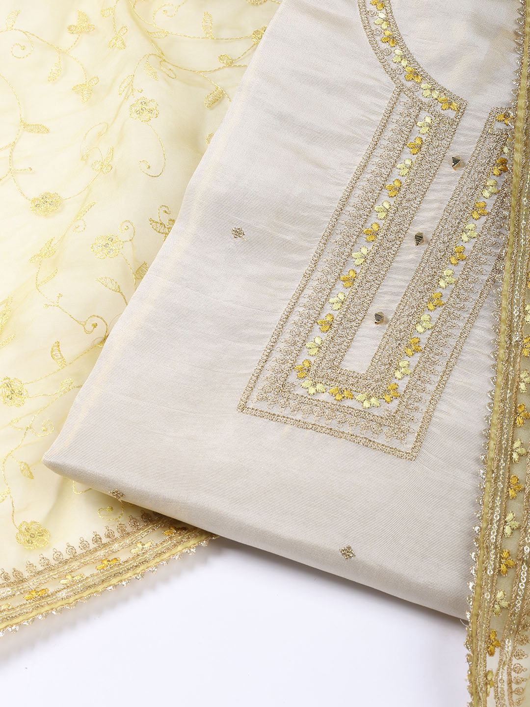 Neck Embroidery Tissue Unstitched Suit With Dupatta