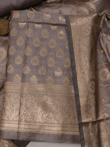 Woven Banarasi Chanderi Unstitched Suit With Dupatta