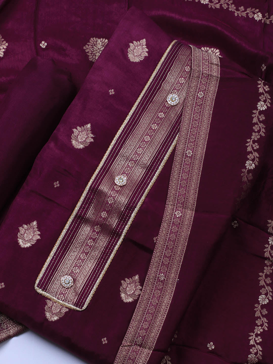 Embroidery Chanderi Unstitched Suit With Dupatta