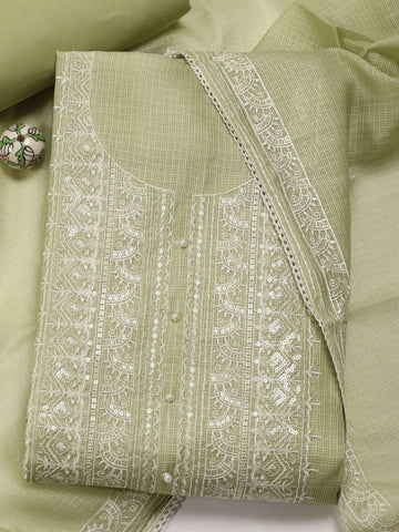 Neck Embroidery Cotton Unstitched Suit Dupatta