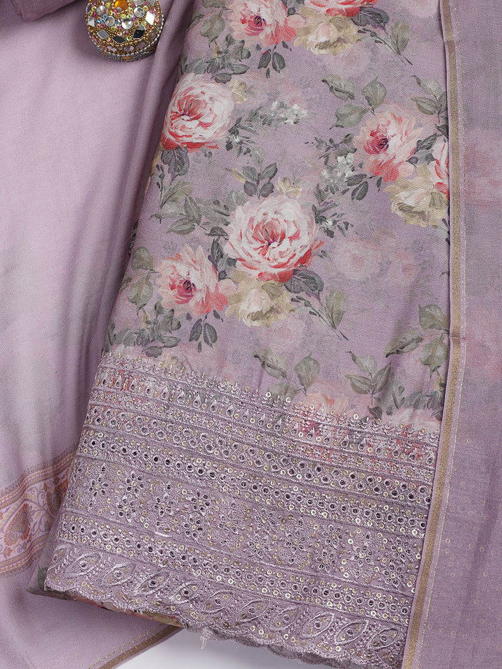 Printed Muslin Unstitched Suit With Dupatta